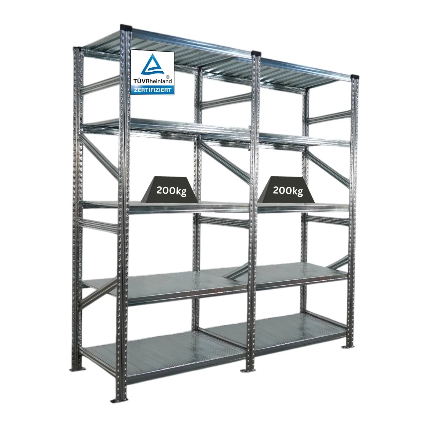 PROREGAL Fachbodenregal Stecksystem Proximo Grundregal HxBxT 200 x 120 x 40 cm 15 Ebenen Fachlast 235 kg Beidseitig Verzinkt
