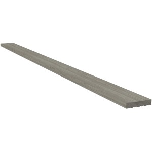 Graue Terrassendiele aus Kiefer, 2,8x14,5x250 cm, mit zwei verschiedenen Oberflächen.