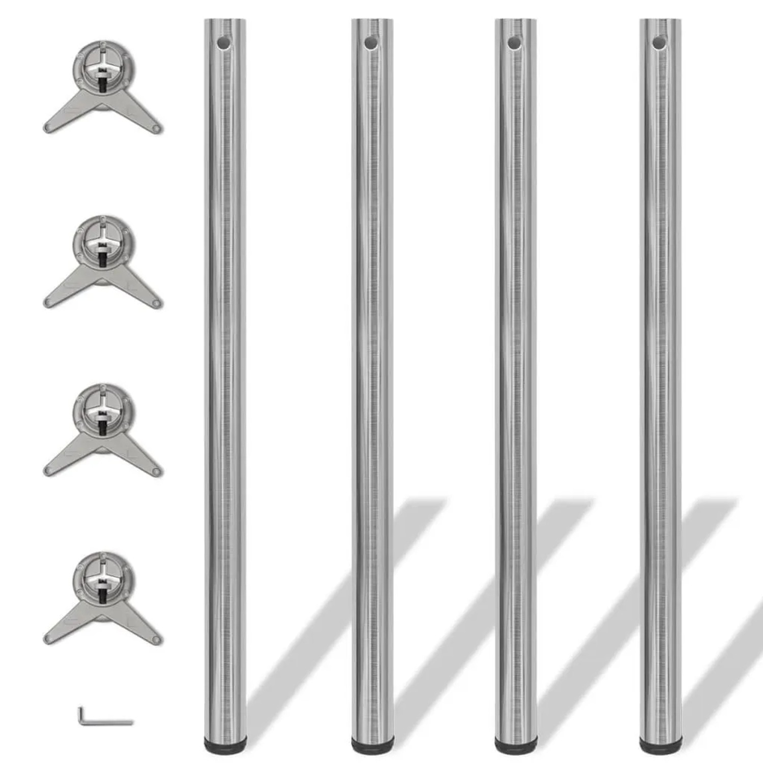 vidaXL 4x Höhenverstellbares Tischbein Nickel Gebürstet 1100 mm 242138