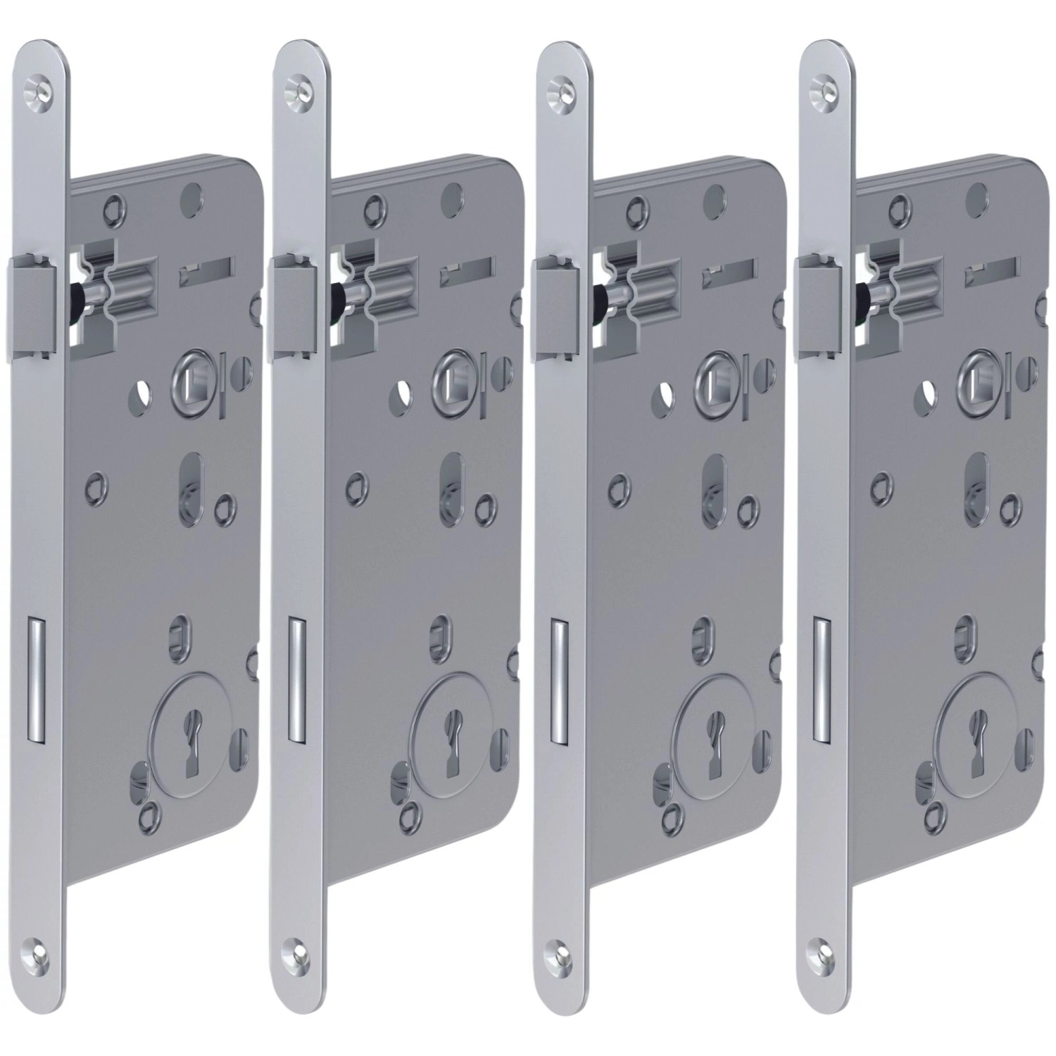 Basi - Einsteck-Zimmertürschloss - SET - 4x ES 922 Ö - Lochung: Buntbart - Stulp 18 mm abgerundet - R-L - 4xÖ9210-0001