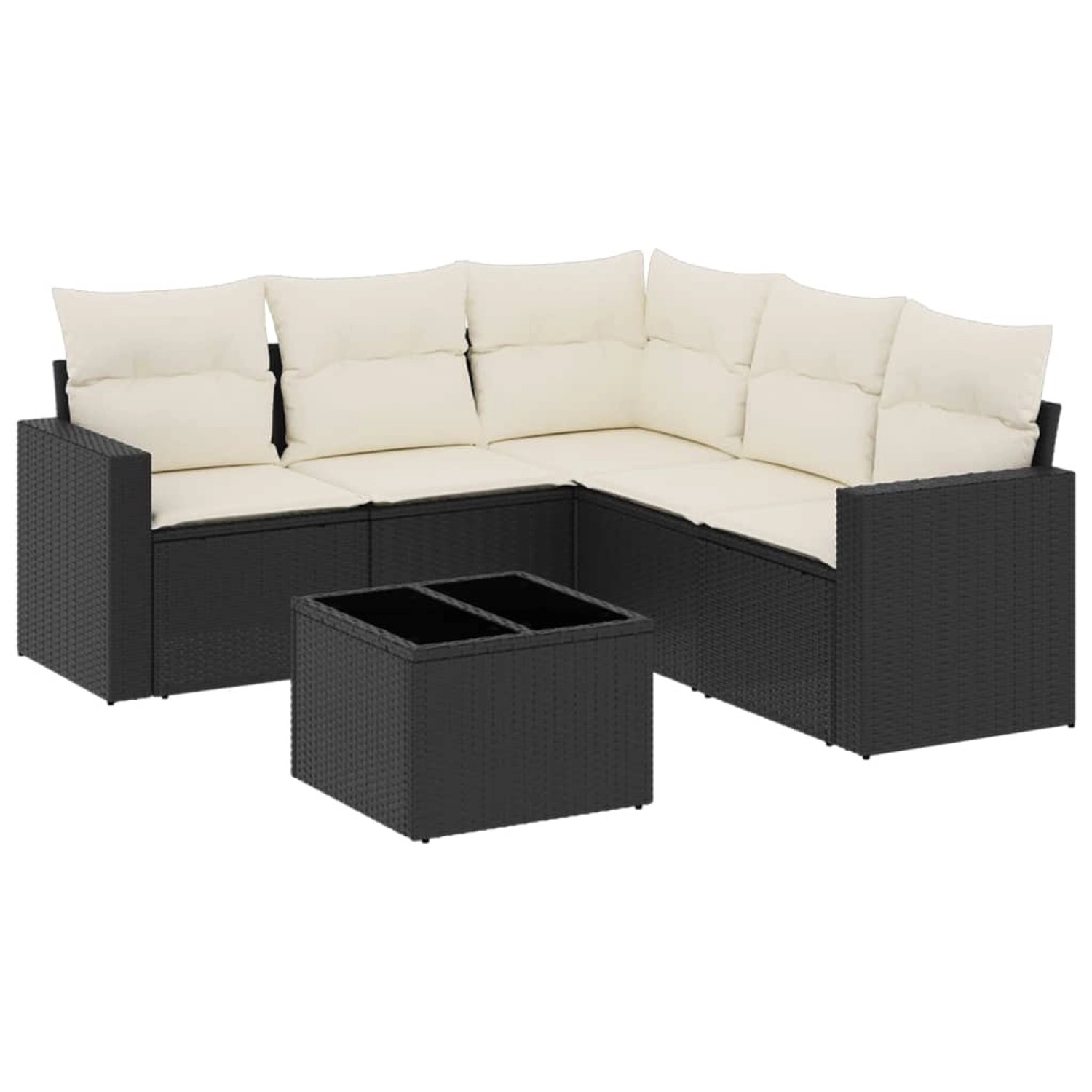 vidaXL 6-Tlg Garten-Sofagarnitur mit Kissen Schwarz Poly Rattan 3218946 günstig online kaufen