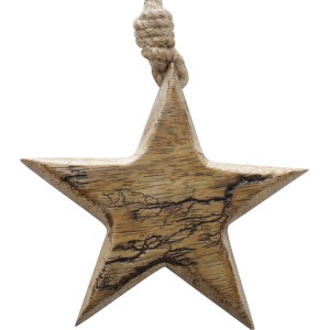 Heller Deko-Stern Anhänger Percha S aus Mangoholz für die Weihnachtsdekoration.