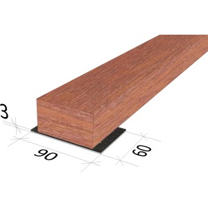 GS Terrassen Gummipad (60x90 mm) unter Holzbalken, zur Dämmung und als Schutz für Terrassendielen.