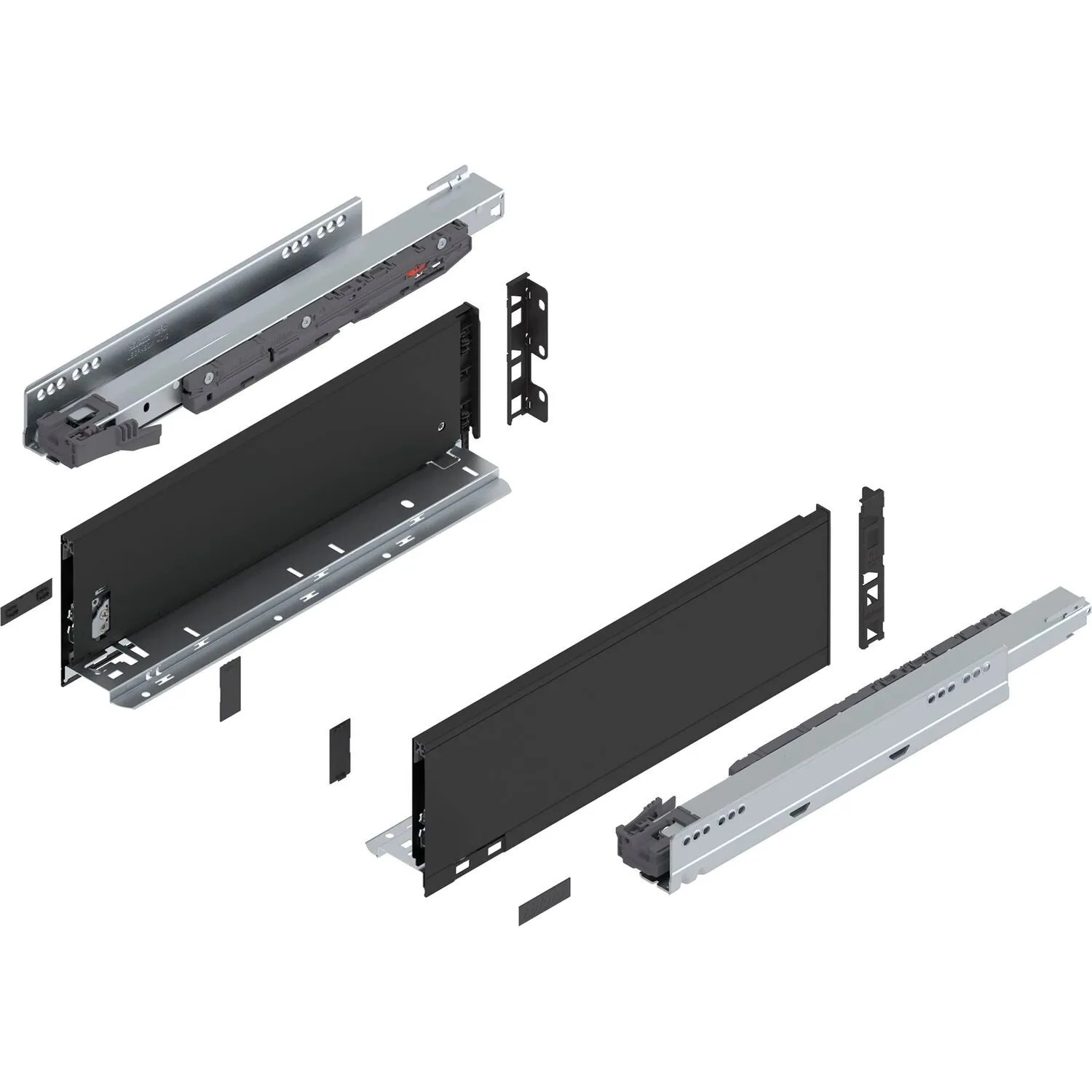 Blum Legrabox Pure Set Höhe K Tip-On Vollauszug 400 mm 40 kg Carbonschwarz 1 Paar