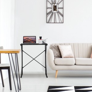 Relaxdays Schreibtisch MDF Metall Schwarz Kompakt 75 cm x 60 cm x 40 cm 4,2 kg