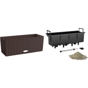 Lechuza Balconera Cottage 50 Mokka, Blumenkasten mit Bewässerungssystem und Zubehör.