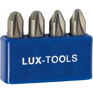 LUX Bit-Set Classic, 4-teilig, PZ2 und PZ3 Bits im blauen Halter.