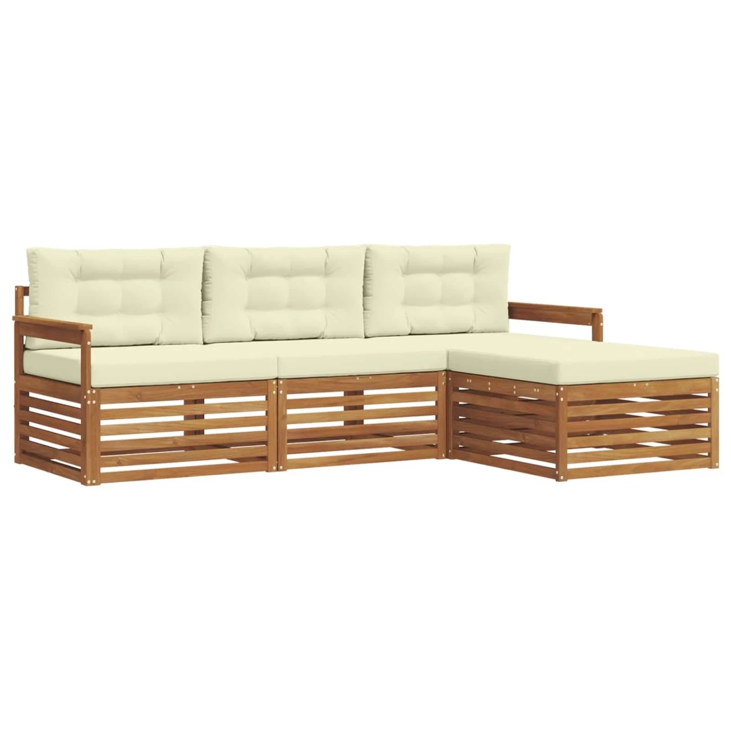 vidaXL Outdoor-Sofagarnitur mit Kissen 4-Tlg Natur und Creme 3373245