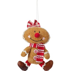 Lebkuchenfigur aus Stoff als Weihnachtsdeko mit Schleife und Schal.