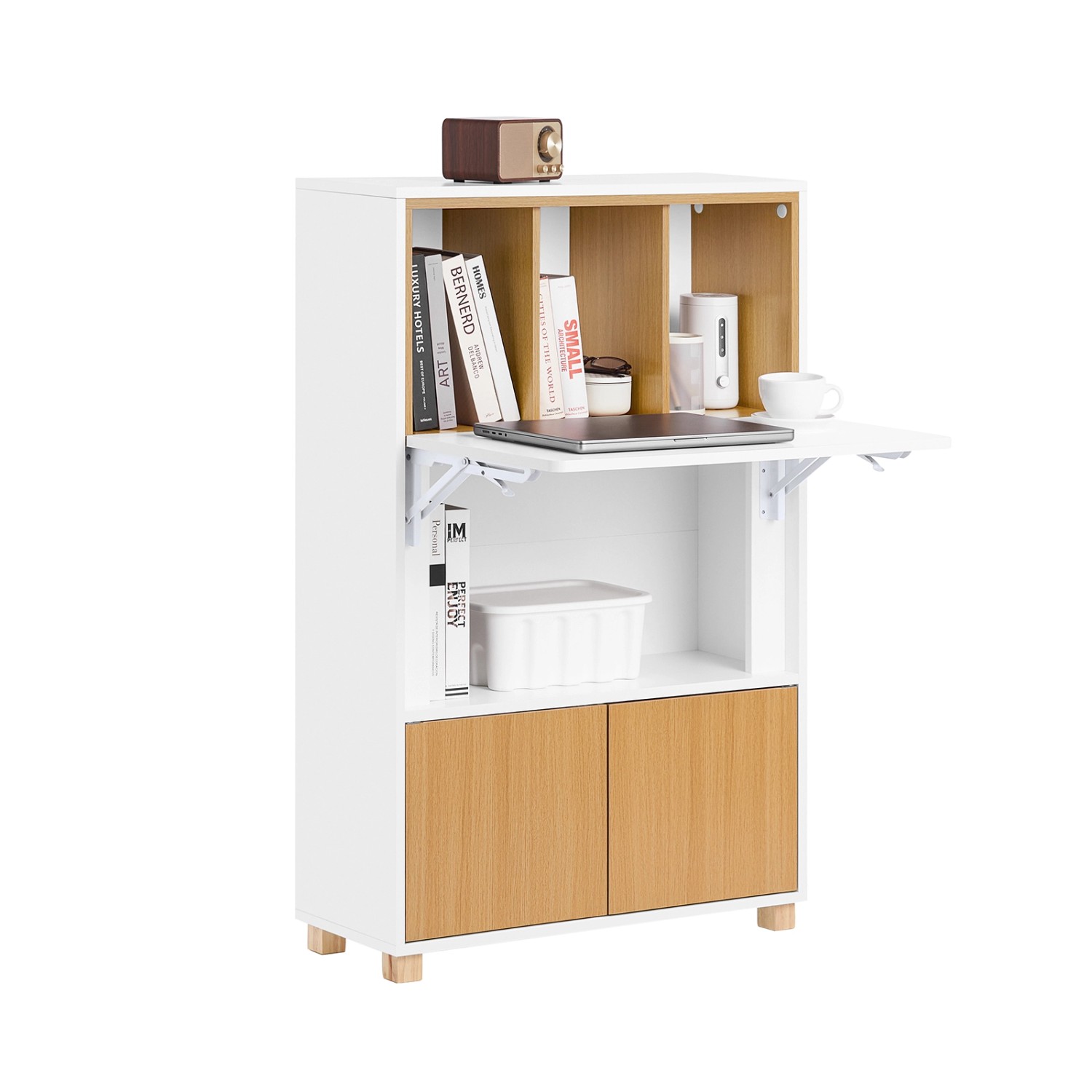 SoBuy Schreibtisch Computertisch mit Schrank Klapptisch 70x108x59cm Weißnat günstig online kaufen