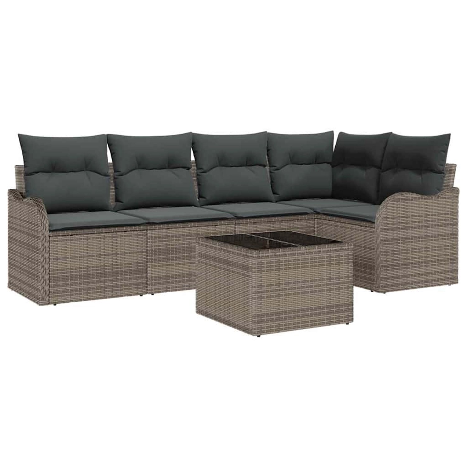 vidaXL Garten-Sofa-Set mit Kissen 6-Tlg Grau Poly Rattan 3345709 günstig online kaufen