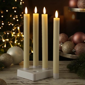 Marelida LED Stabkerzen LISA, creme, 4er Set mit Ladestation, für stimmungsvolle Tischdeko.