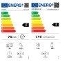 Energieeffizienzlabel für Respekta Küchengeräte: Geschirrspüler (E) & Kühlschrank (E).