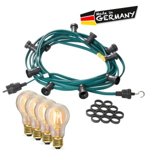 Satisfire Illu-Partylichterkette 20m mit LED Filament Glühbirnen für Biergarten und Terrasse.