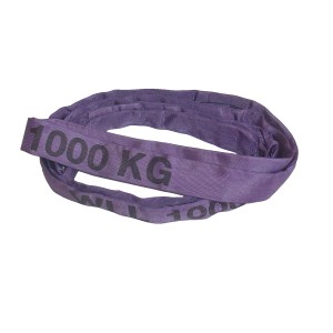 Violette Rundschlinge mit 1000 kg Tragfähigkeit für Spanngurte und Zurrgurte.