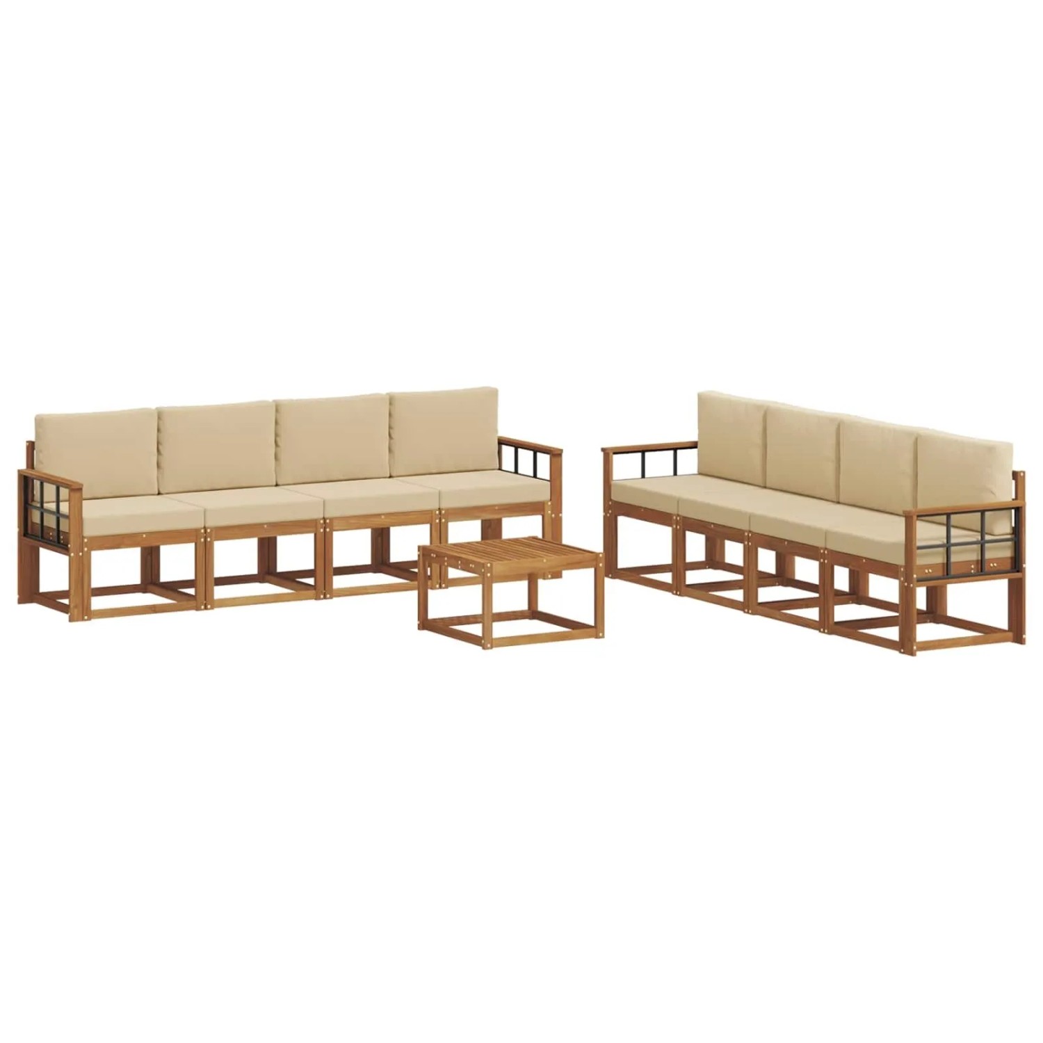 vidaXL Outdoor-Sofagarnitur 9 Stk Natur und Beige Massivholz Akazie 3366196