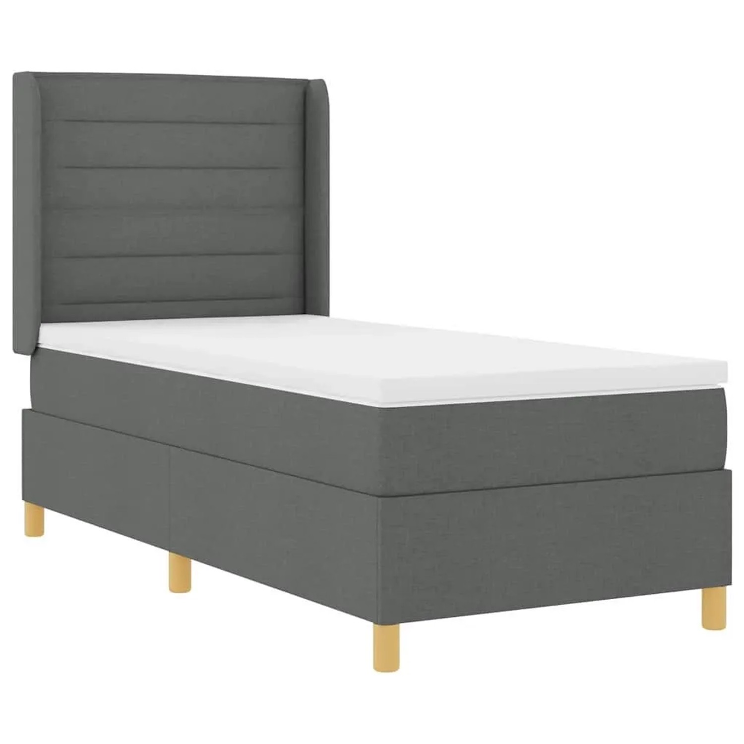 vidaXL Boxspringbett mit Matratze mit Kopfteil Grau 100 x 200 cm Stoff 3343617