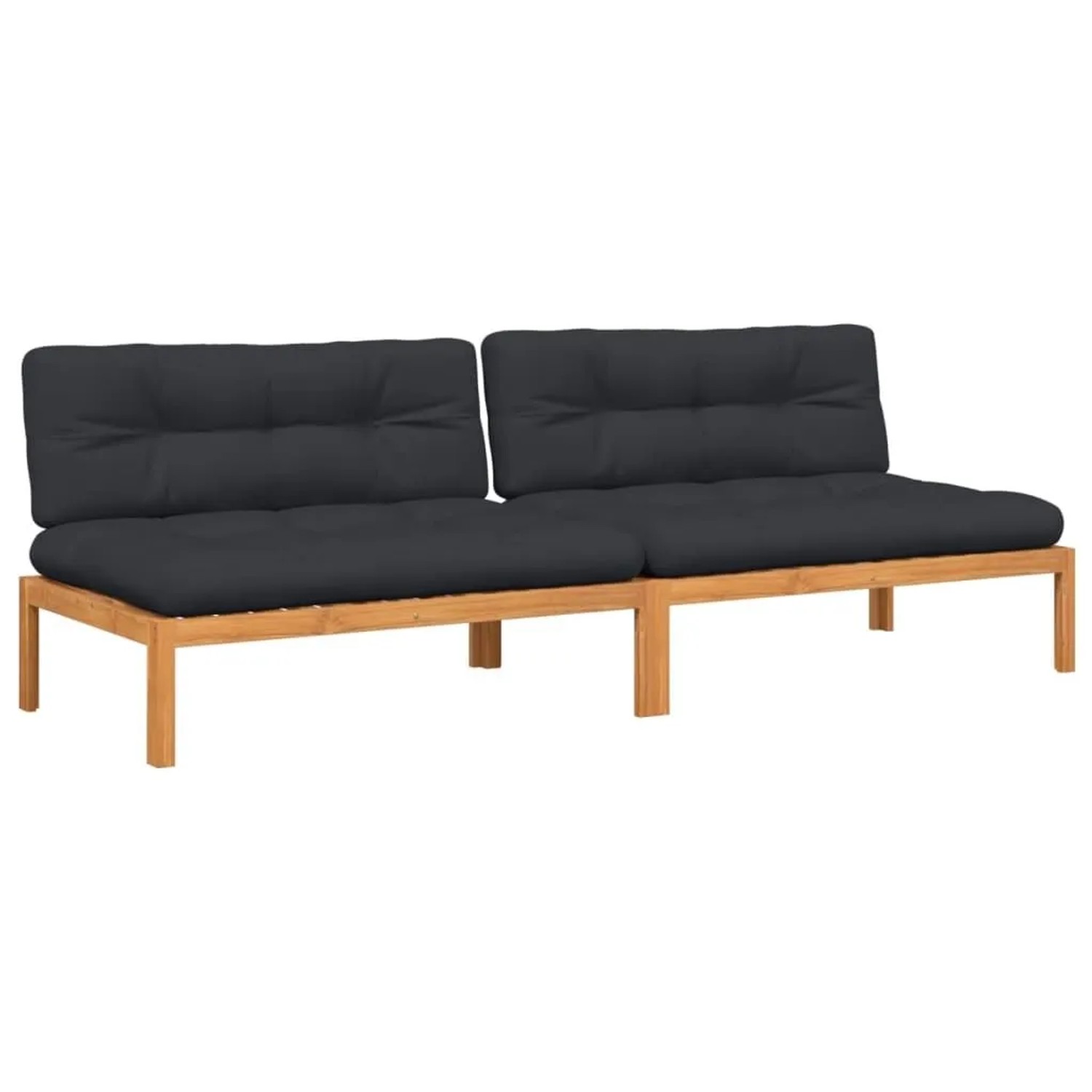 vidaXL Garten-Mittelsofas aus Paletten mit Kissen 2 Stk Akazienholz 3209484