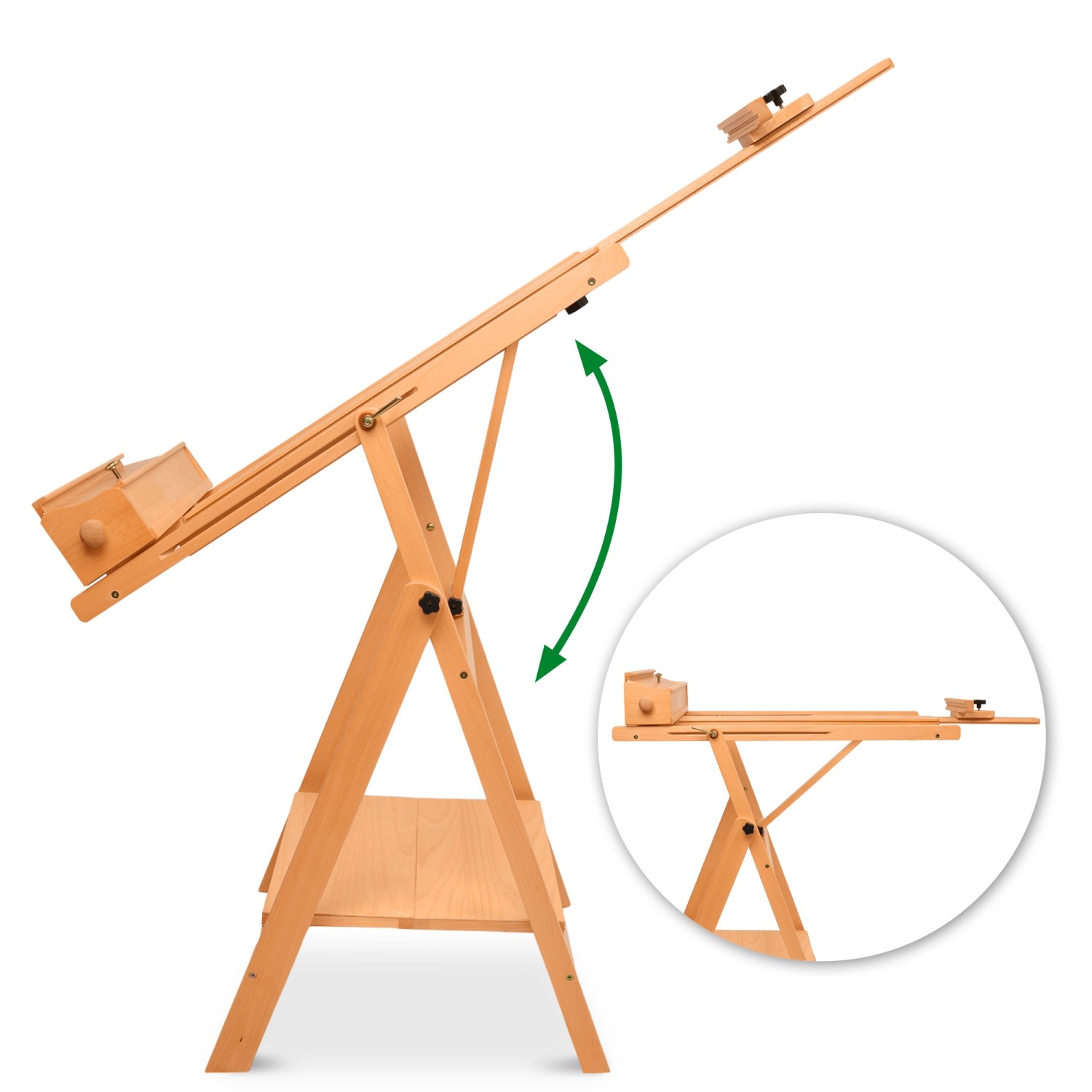 Artina Napoli Staffelei aus Buchenholz, neigungsverstellbar mit Ablage.