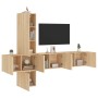 VidaXL Wohnwand, 5-teilig, Sonoma-Eiche, Holzwerkstoff, Modell 5. Stauraum für Wohnzimmer.