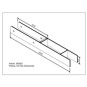 H-Pfostenanker, feuerverzinkt, 600 mm. Pfostenträger zum Einbetonieren für sicheren Halt von Vierkanthölzern.
