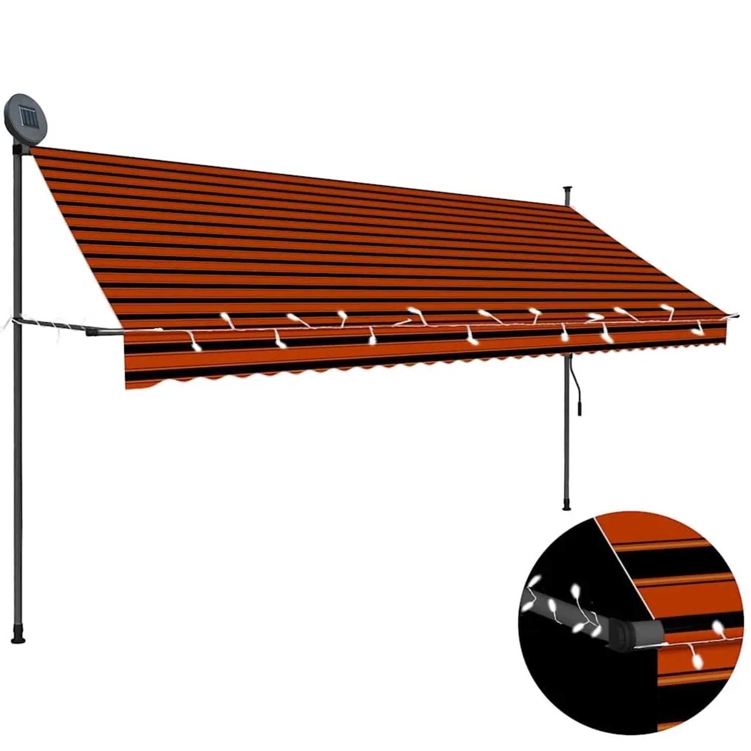 vidaXL Einziehbare Markise Handbetrieben mit LED 350 cm Orange Braun 145881