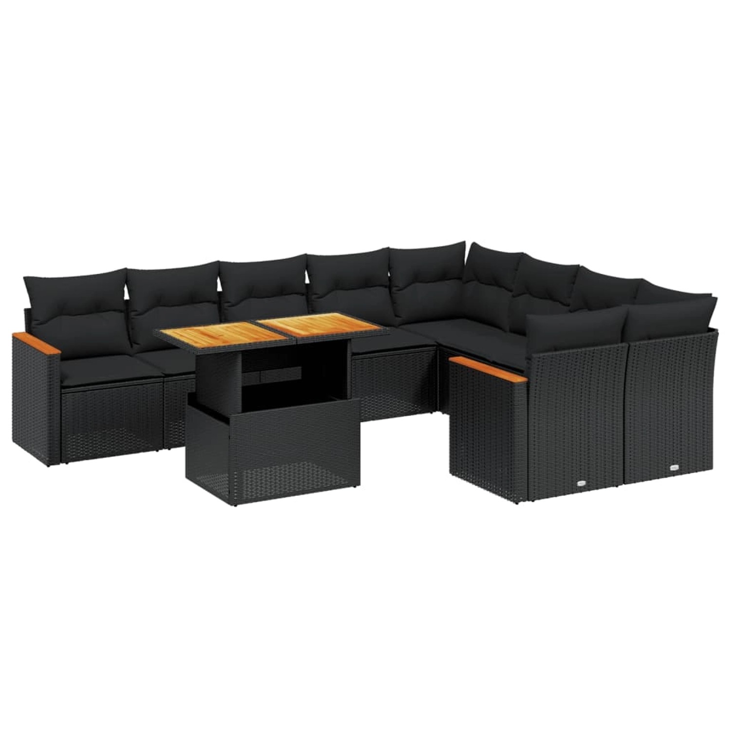 vidaXL 10-Tlg Garten-Sofagarnitur mit Kissen Schwarz Poly Rattan 3273232 günstig online kaufen