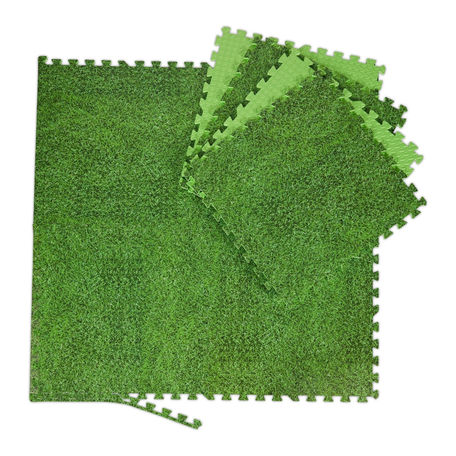 Relaxdays Bodenschutzmatte 8er Set EVA Grün Geräuschminimierend Stoßdämpfend 60 x 60 cm 270 g