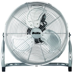 DEKO-ELEKTRO Bodenventilator HighSpeed B 141, Chrom-Optik, mit Schutzkorb.