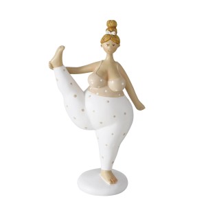 Boltze Home Deko-Figur: Yoga Frau in Beige-Weiß, 22cm. Dekorative Yoga Figur.