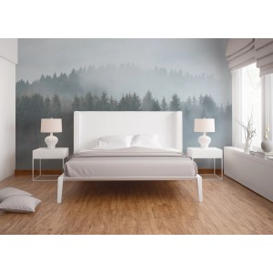 Fototapete Waldlandschaft in Grau, Grün und Braun, 3,50x2,55m, FSC®-zertifiziert.