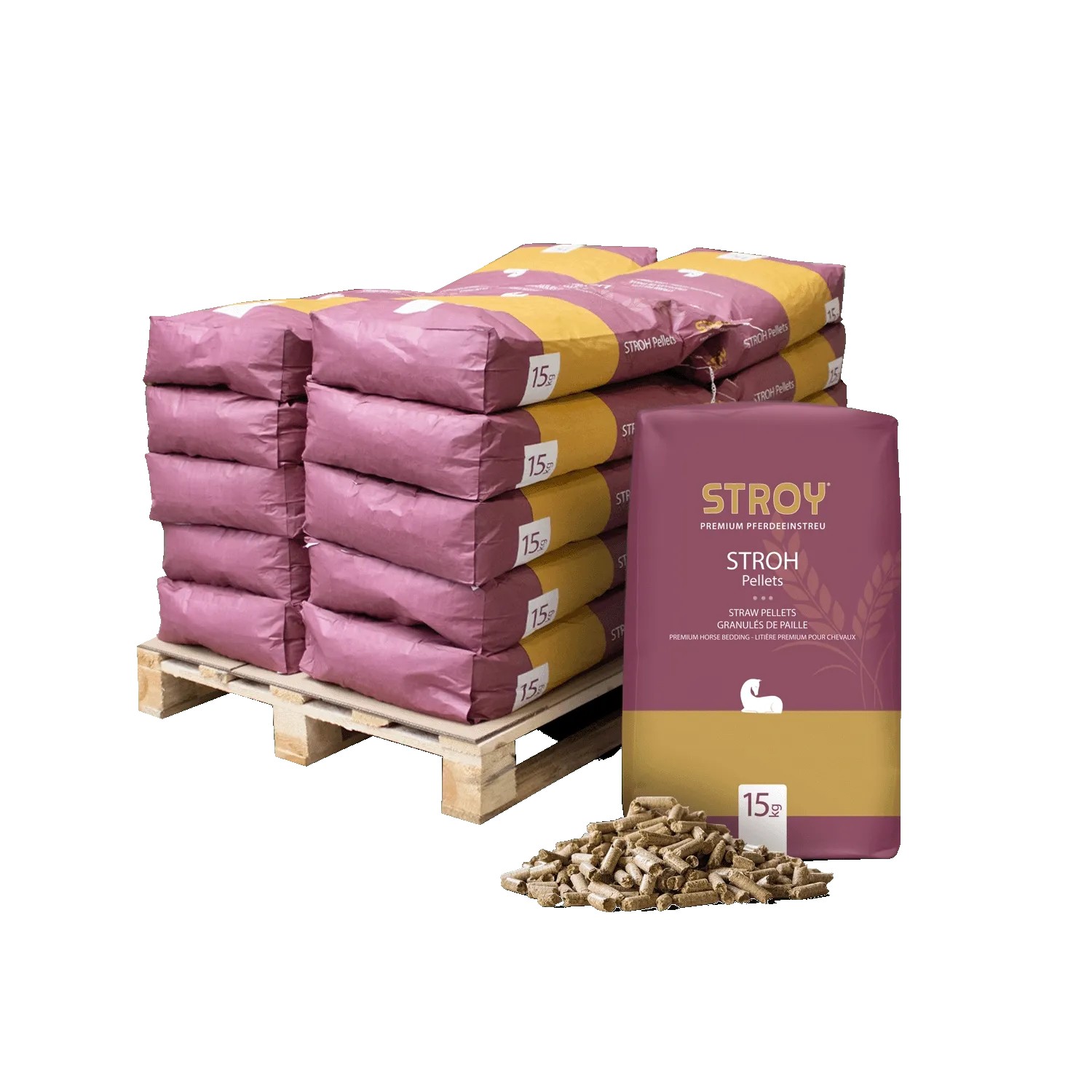 STROY Strohpellets Einstreu 15kg x 20 Sack 300kg Palette