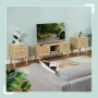 Relaxdays Nachttisch Faserplatte Kiefernholz Aluminium Natur Mit 2 Schubladen 55 cm x 40 cm x 41,5 cm 8,9 kg_2