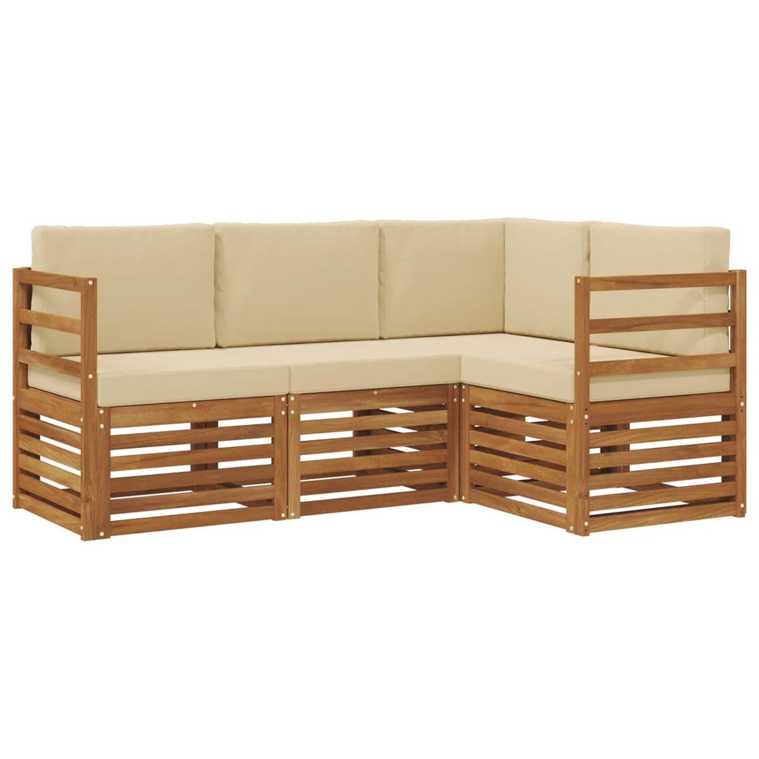vidaXL Sofagarnituren 4 Tlg Natur und Beige Massivholz Akazie 3374713