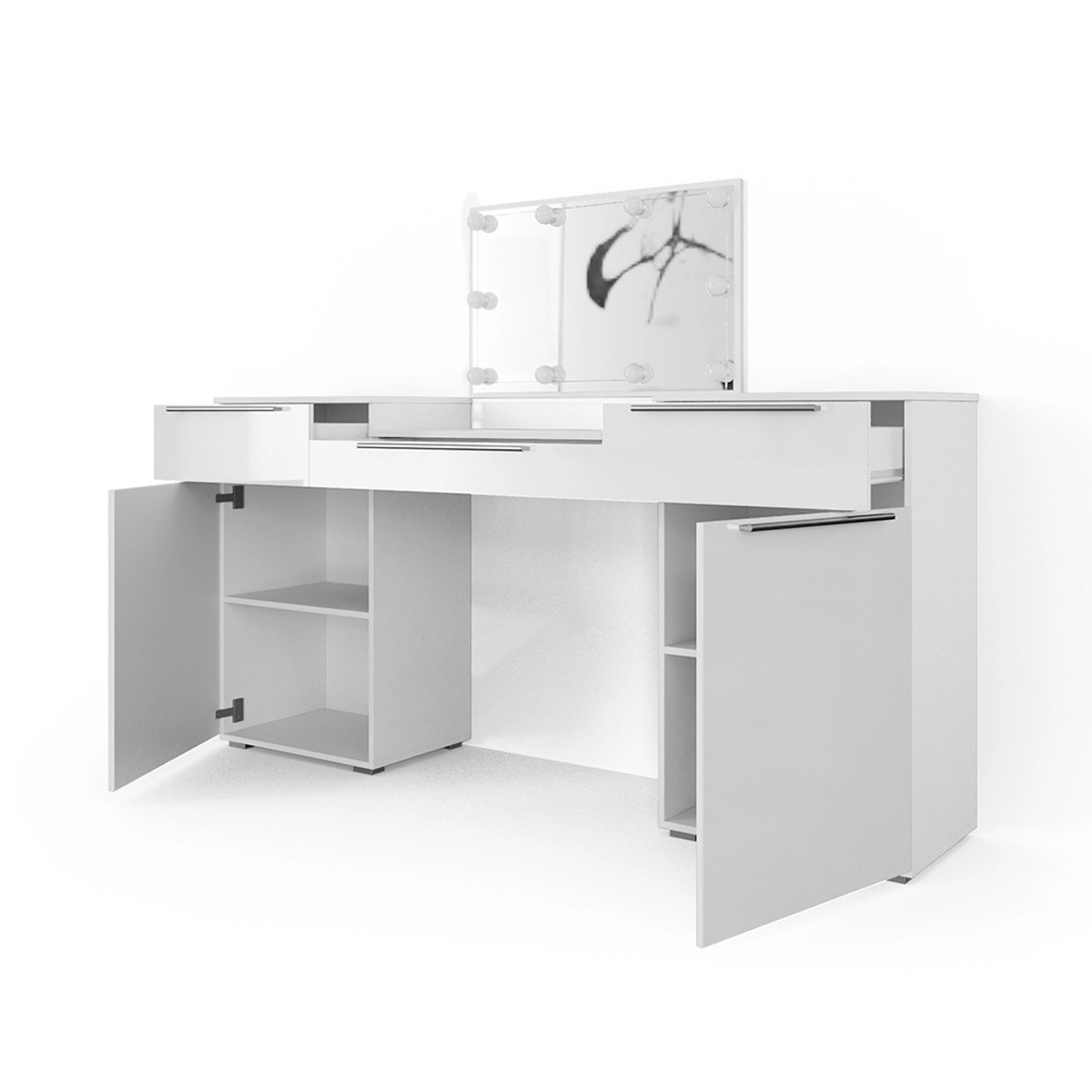 Vicco Schminktisch Lilli Weiß 190 cm mit LED Beleuchtung günstig online kaufen