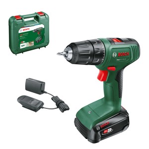 Bosch EasyDrill 18V-40 Akku-Bohrschrauber mit Akku, Ladegerät und Koffer.