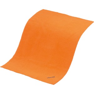 Orangefarbenes Vileda Mikrofaser Staubtuch für die trockene Reinigung.