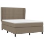 Boxspringbett Taupe (140x190 cm) mit Matratze und Kopfteil, Stoffbezug.