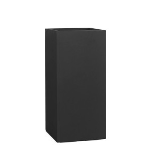 Anthrazitfarbener Pflanzwerk® Tower Pflanzkübel, 70 cm hoch, aus robustem Fiberglas-Steingemisch.