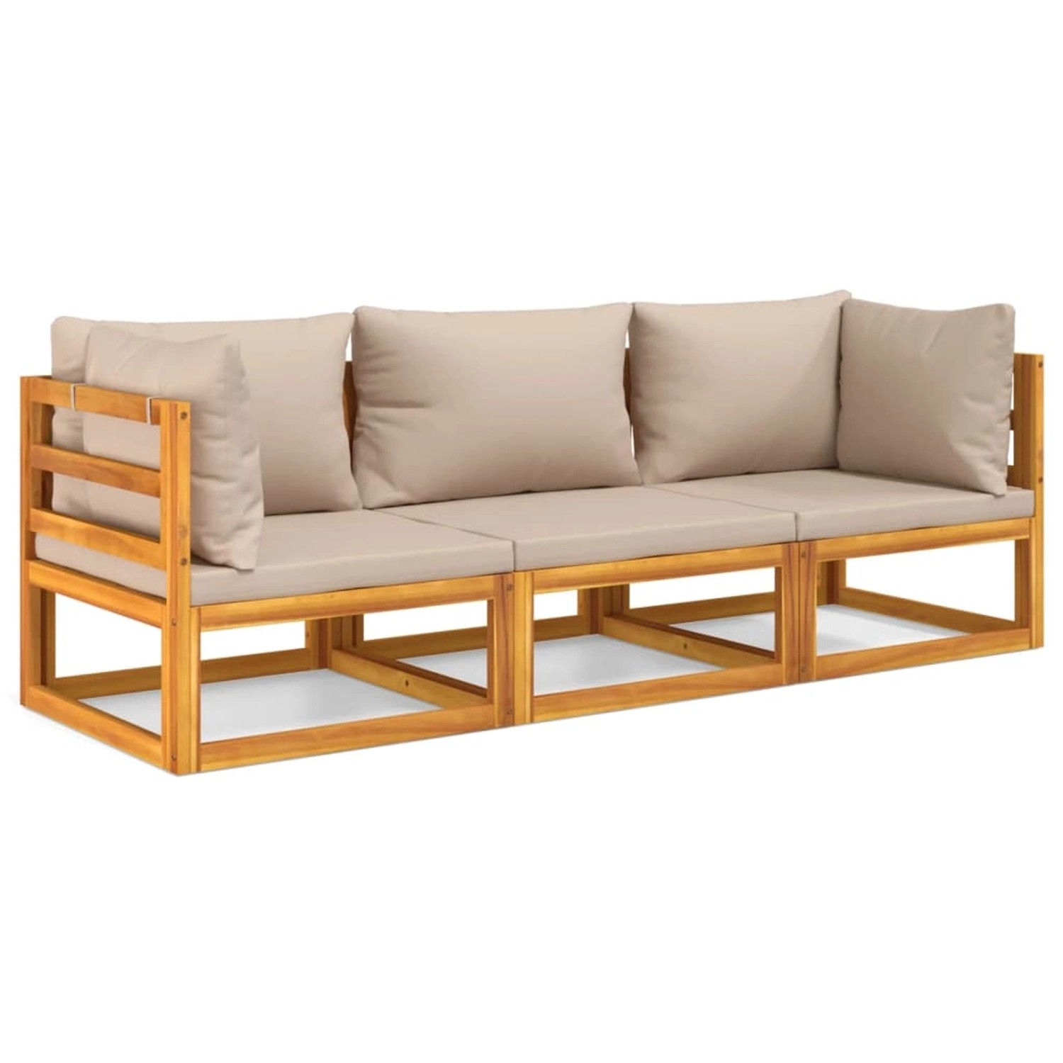 Vidaxl 3-tlg. Garten-lounge-set Mit Taupe Kissen Massivholz günstig online kaufen