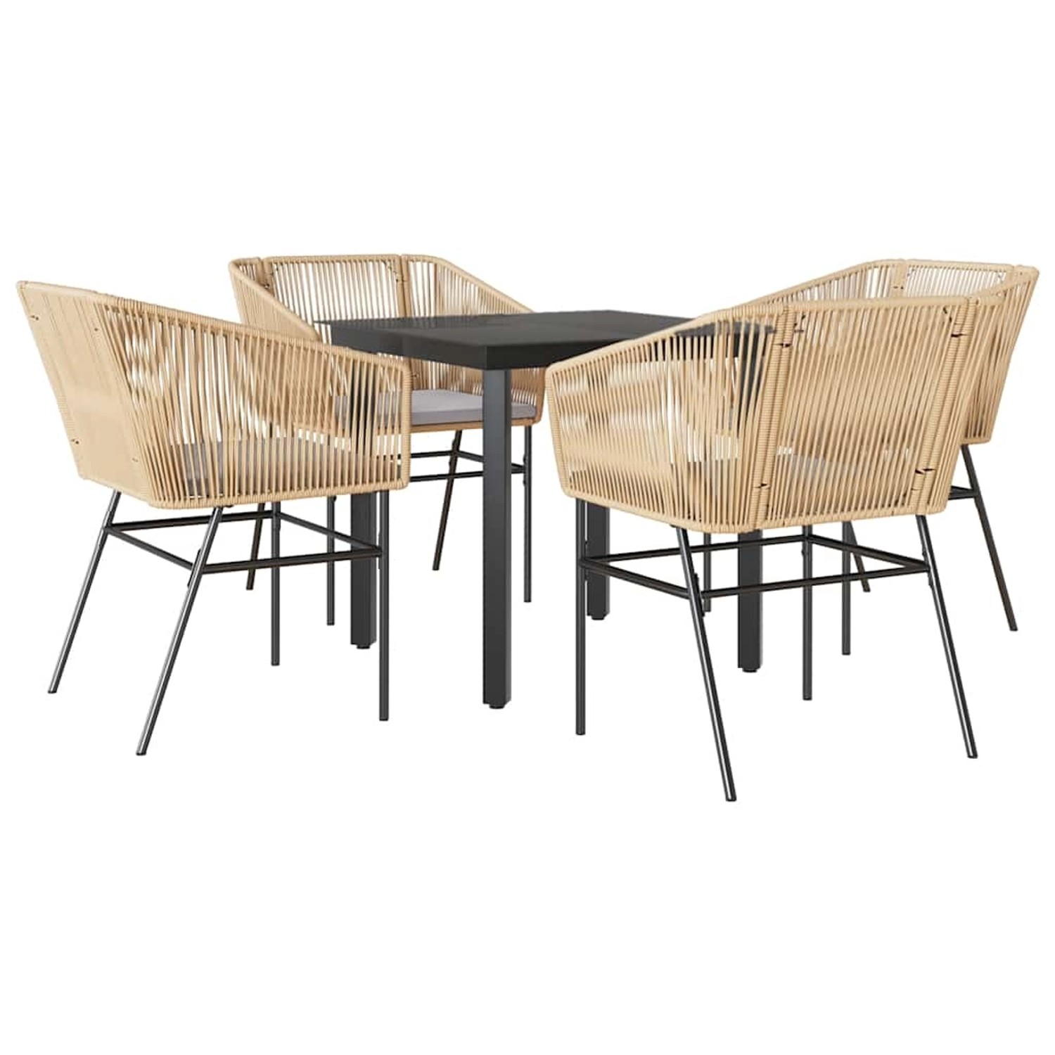 vidaXL 5-Tlg Garten-Essgruppe mit Kissen Braun Poly Rattan Glas 3334619 günstig online kaufen