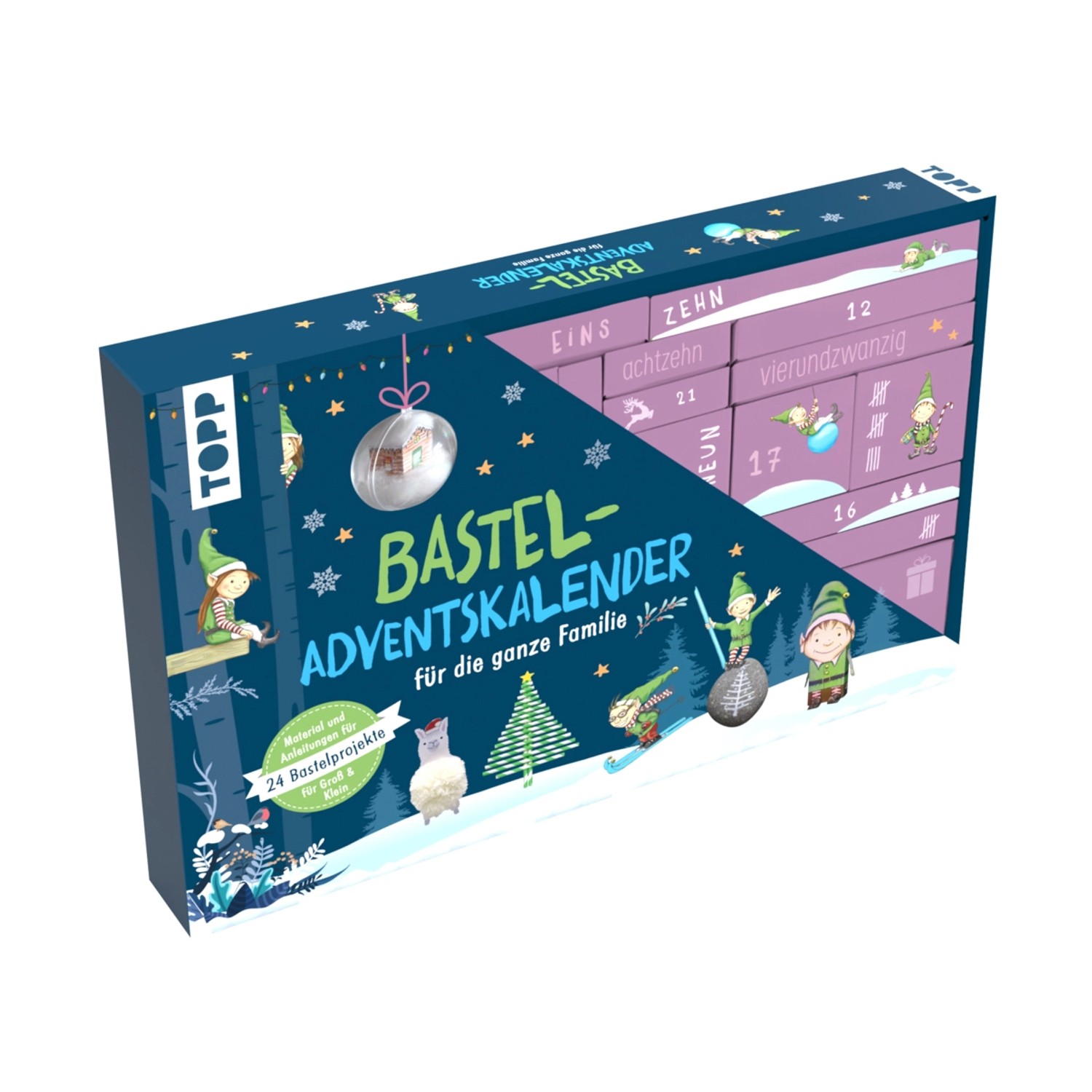 Familien-Bastel-Adventskalender - 24 Bastelprojekte mit Material