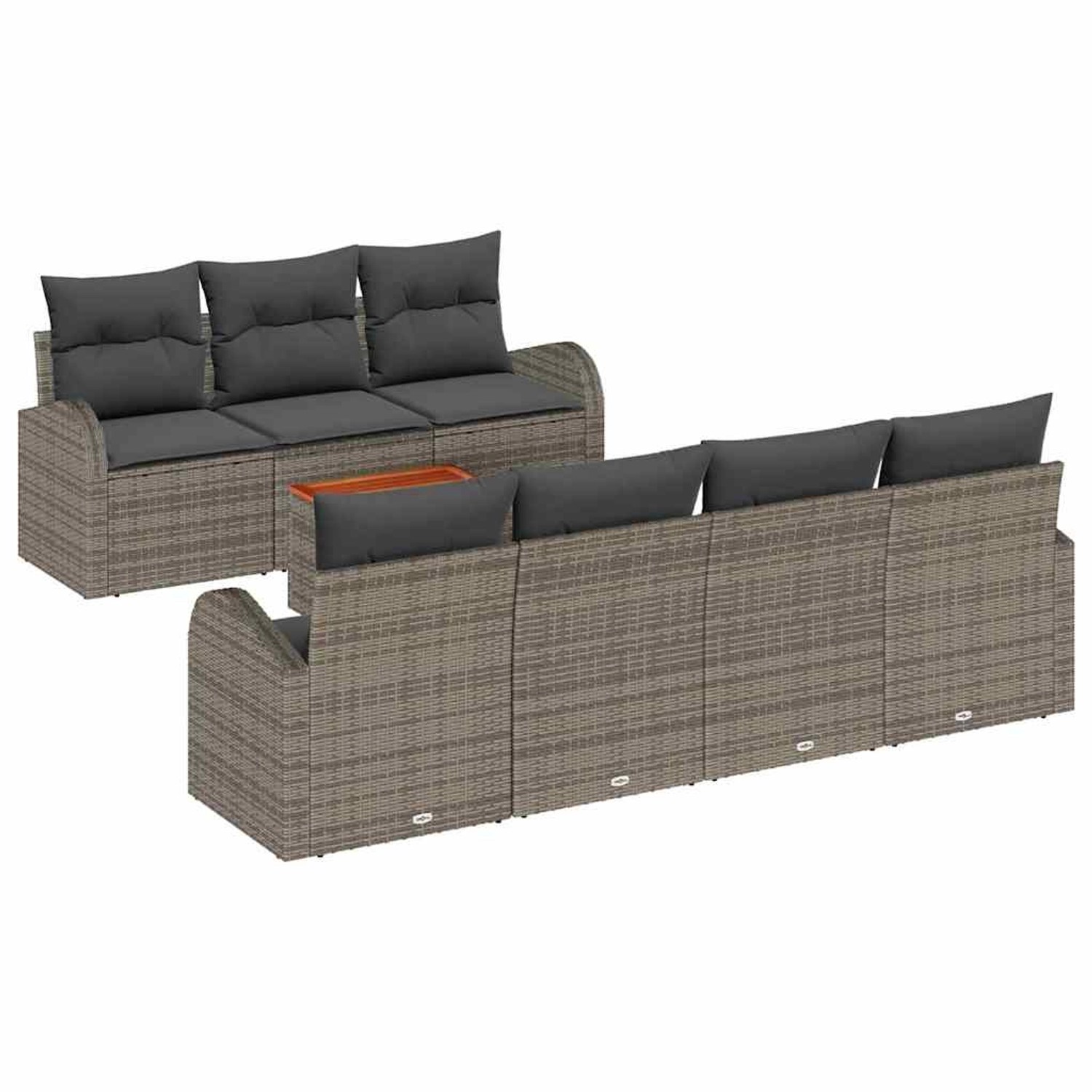 vidaXL Garten-Sofa-Set 8-Tlg Grau Poly Rattan 3347538 günstig online kaufen