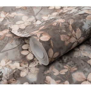 Erismann Vliestapete Play of Light Purity Grau mit floralem Muster auf Rolle.