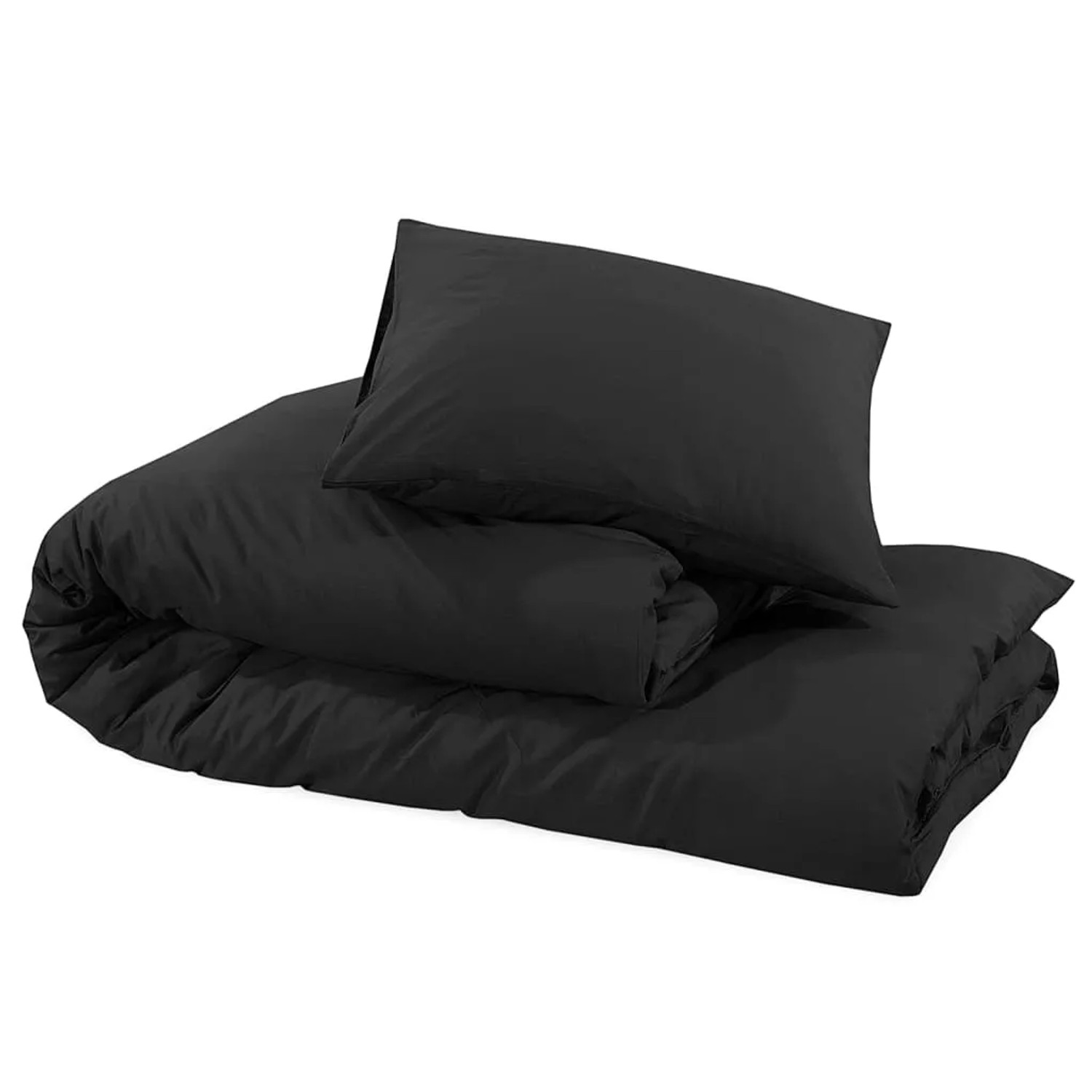 Schwarzes vidaXL Bettwäsche-Set (200x200 cm) aus Baumwolle mit Decken- und Kissenbezug.