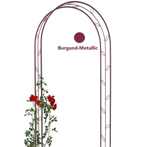Rosenbogen Tabac, burgund-metallic, mit Rankhilfe und Rosen. Gartendekoration.