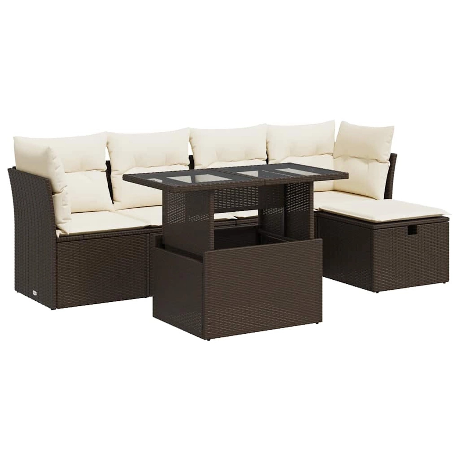vidaXL 6-Tlg Garten-Sofagarnitur mit Kissen Braun Poly Rattan 3327773 günstig online kaufen