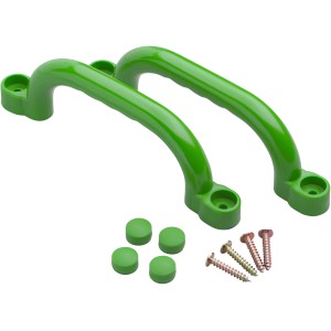 SwingKing Handgriffe, Apfelgrün, 2 Stück, mit Schrauben und Abdeckkappen für Gartenspielgeräte.