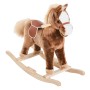 HOMCOM Schaukelpferd, Plüschtier mit Holzrahmen, braun. Ideal für Kinder zum Schaukeln und Spielen.