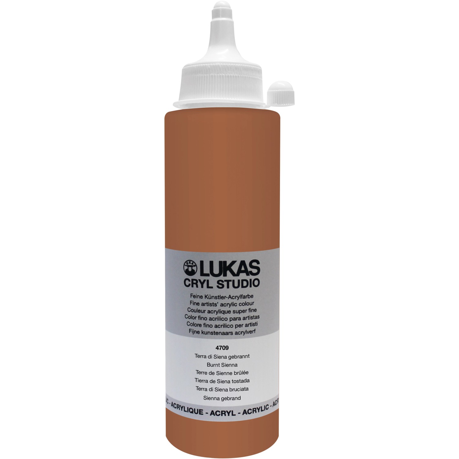 Lukas Cryl Studio Acrylfarbe Plastikflasche Terra di Siena gebrannt 250ml